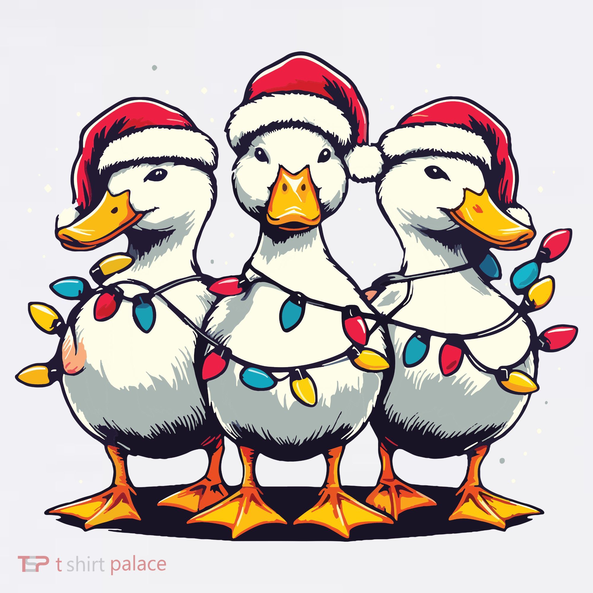 Funny Christmas Ducks Wearing Xmas Hat Light Duck Lover Farm Apron