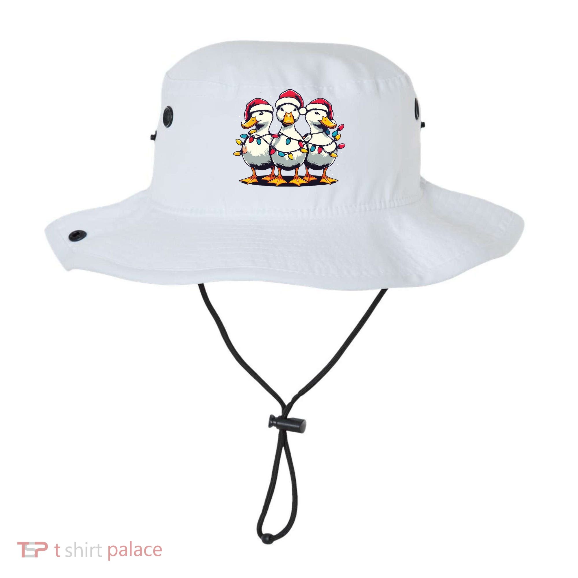 Funny Christmas Ducks Wearing Xmas Hat Light Duck Lover Farm Bucket Hat