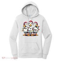 Funny Christmas Ducks Wearing Xmas Hat Light Duck Lover Farm Women's Hoodie thumb 0
