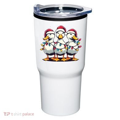 Funny Christmas Ducks Wearing Xmas Hat Light Duck Lover Farm Tumbler