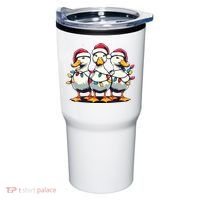Funny Christmas Ducks Wearing Xmas Hat Light Duck Lover Farm Tumbler thumb 0