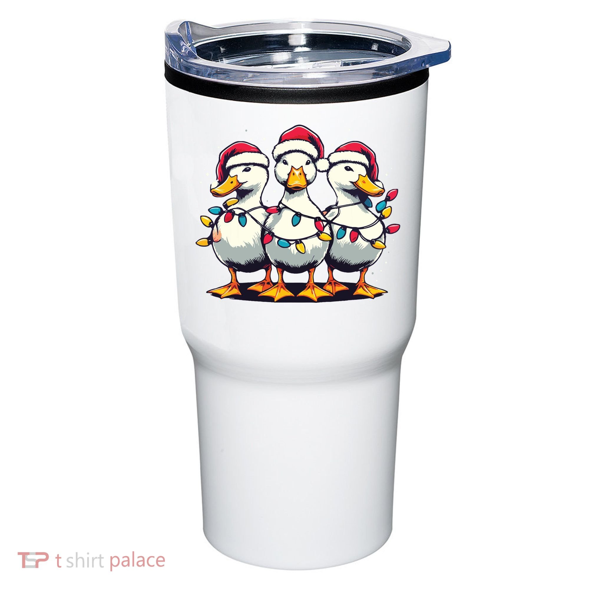 Funny Christmas Ducks Wearing Xmas Hat Light Duck Lover Farm Tumbler