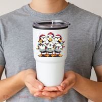 Funny Christmas Ducks Wearing Xmas Hat Light Duck Lover Farm Tumbler thumb 2