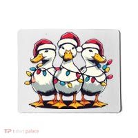 Funny Christmas Ducks Wearing Xmas Hat Light Duck Lover Farm Mousepad thumb 0