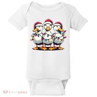 Funny Christmas Ducks Wearing Xmas Hat Light Duck Lover Farm Baby Bodysuit thumb 0
