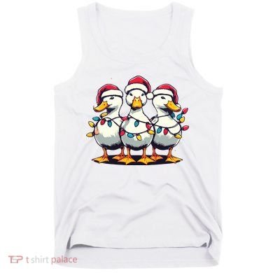 Funny Christmas Ducks Wearing Xmas Hat Light Duck Lover Farm Tank Top