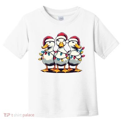 Funny Christmas Ducks Wearing Xmas Hat Light Duck Lover Farm Toddler T-Shirt