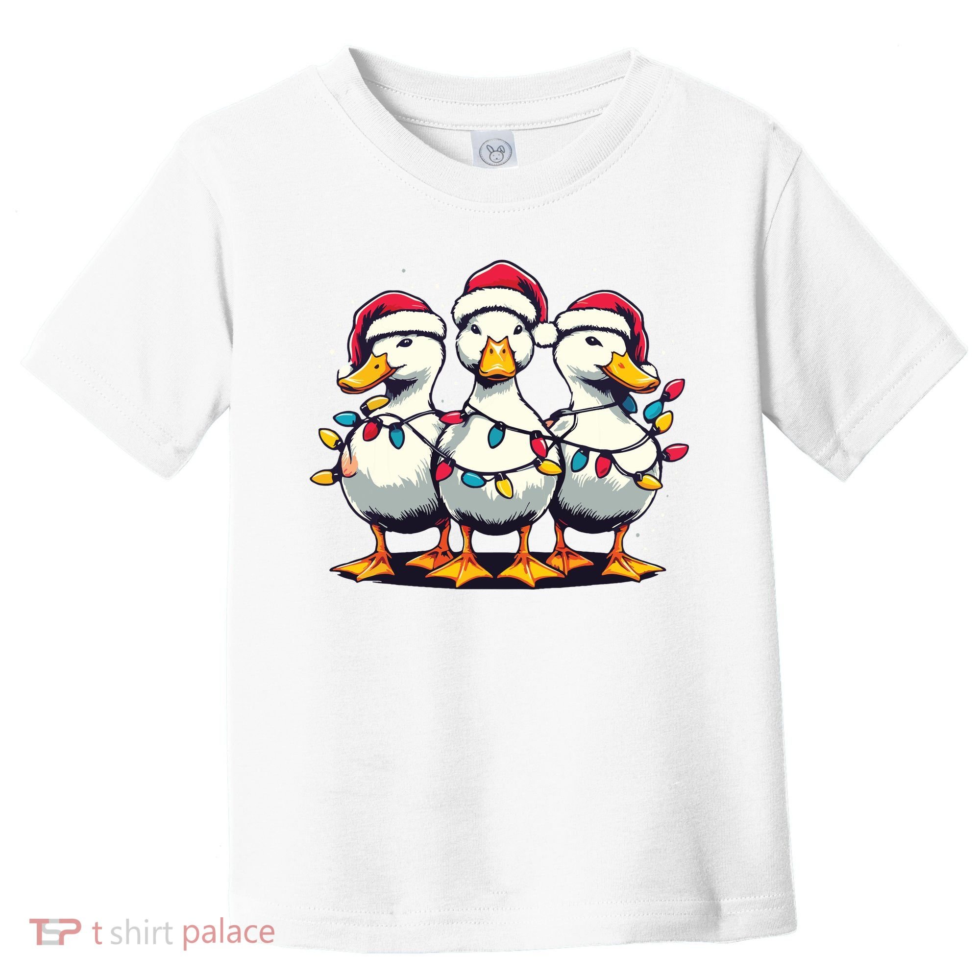 Funny Christmas Ducks Wearing Xmas Hat Light Duck Lover Farm Toddler T-Shirt