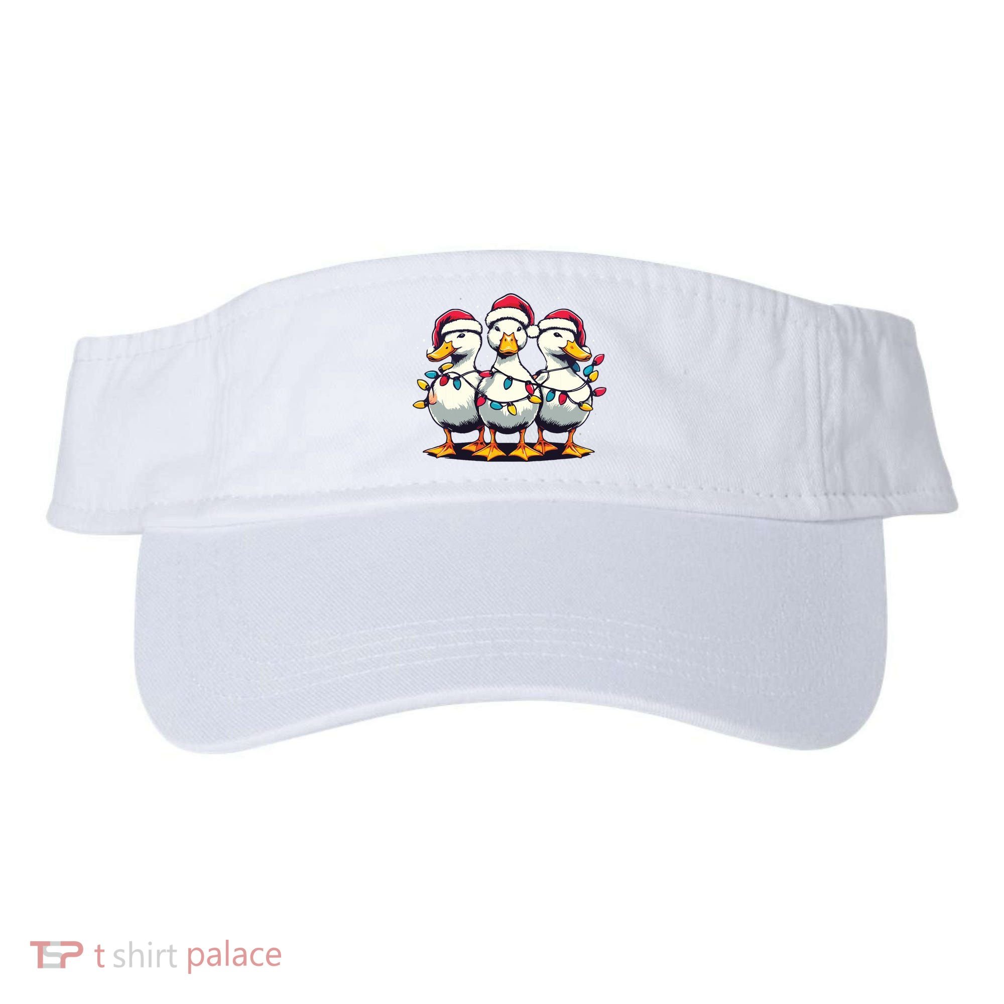 Funny Christmas Ducks Wearing Xmas Hat Light Duck Lover Farm Visor