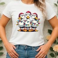 Funny Christmas Ducks Wearing Xmas Hat Light Duck Lover Farm Women's T-Shirt thumb 2