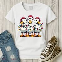 Funny Christmas Ducks Wearing Xmas Hat Light Duck Lover Farm Women's T-Shirt thumb 3