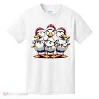 Funny Christmas Ducks Wearing Xmas Hat Light Duck Lover Farm Kids T-Shirt thumb 0