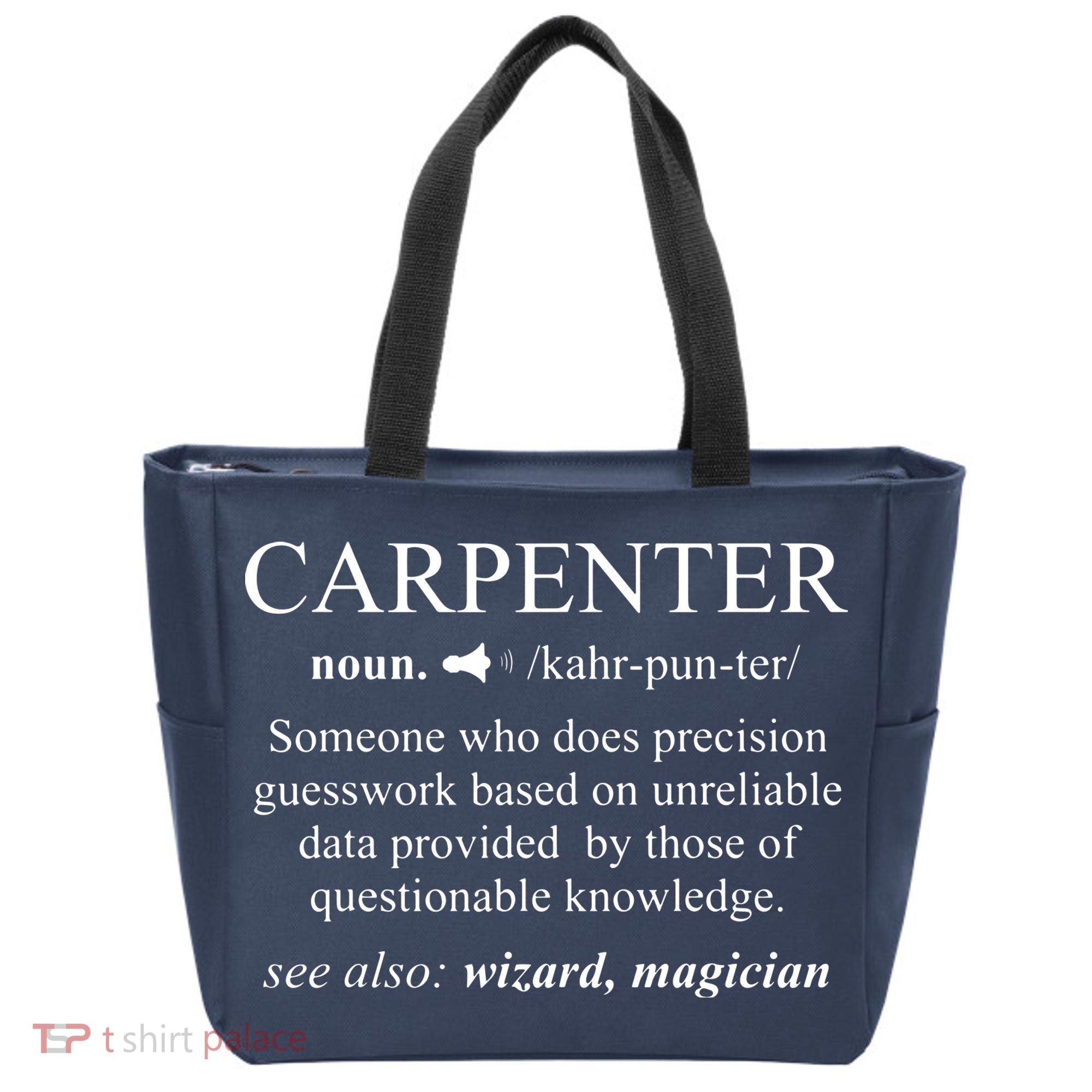 Funny Carpenter Definition Shirts Woodworking Carpentry Gift Tote Bag
