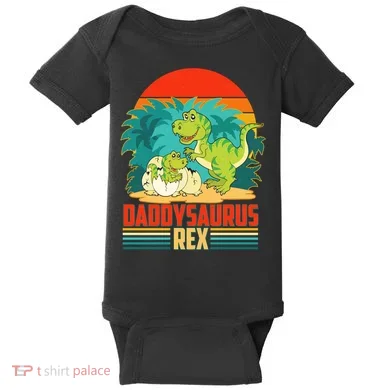 Funny Cute Daddysaurus Rex Baby Bodysuit