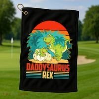Funny Cute Daddysaurus Rex Golf Towel thumb 1