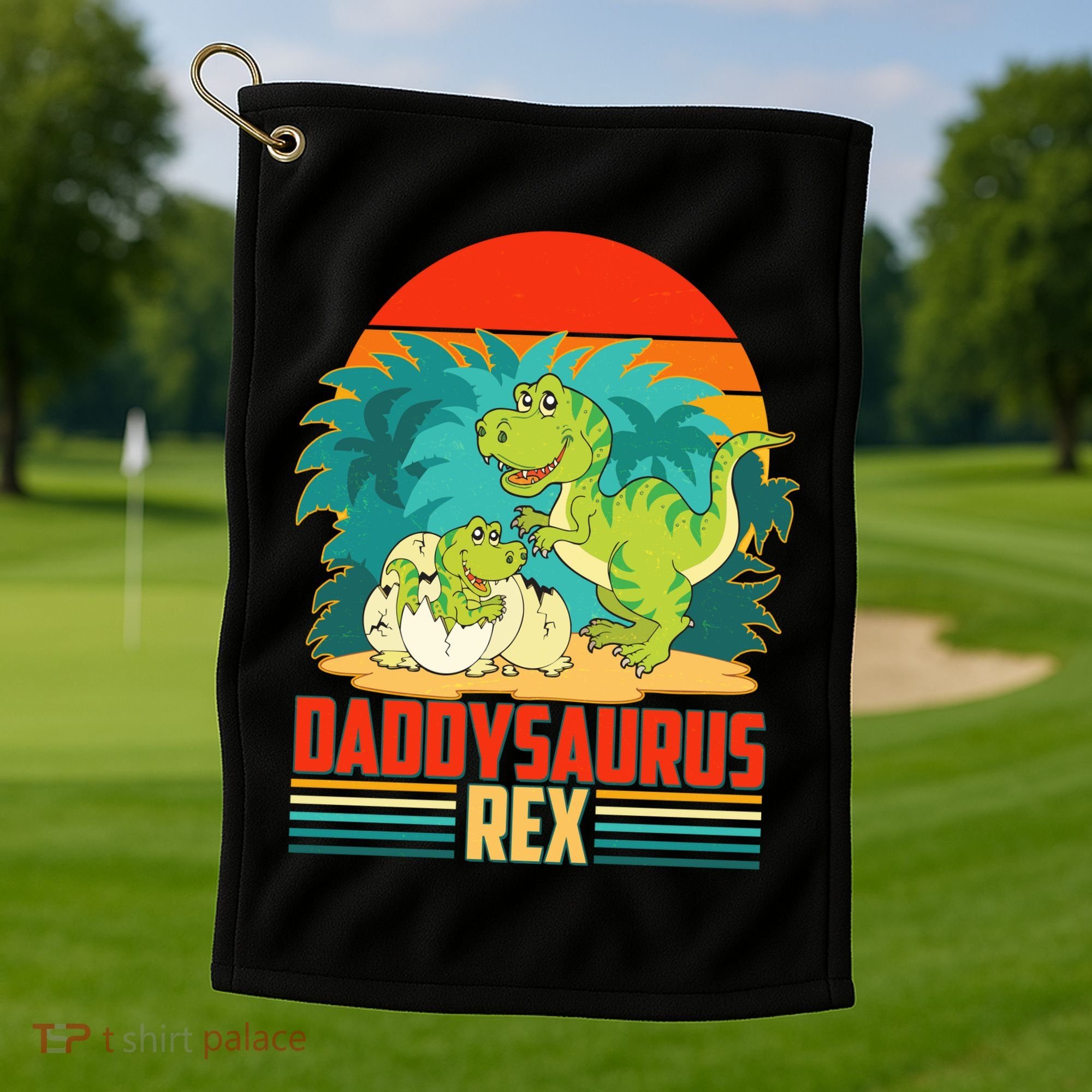 Funny Cute Daddysaurus Rex Golf Towel
