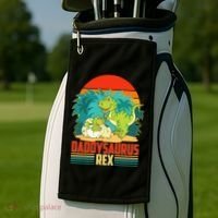 Funny Cute Daddysaurus Rex Golf Towel thumb 2