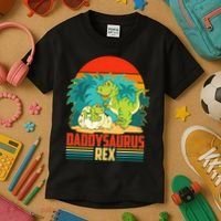 Funny Cute Daddysaurus Rex Kids T-Shirt thumb 3
