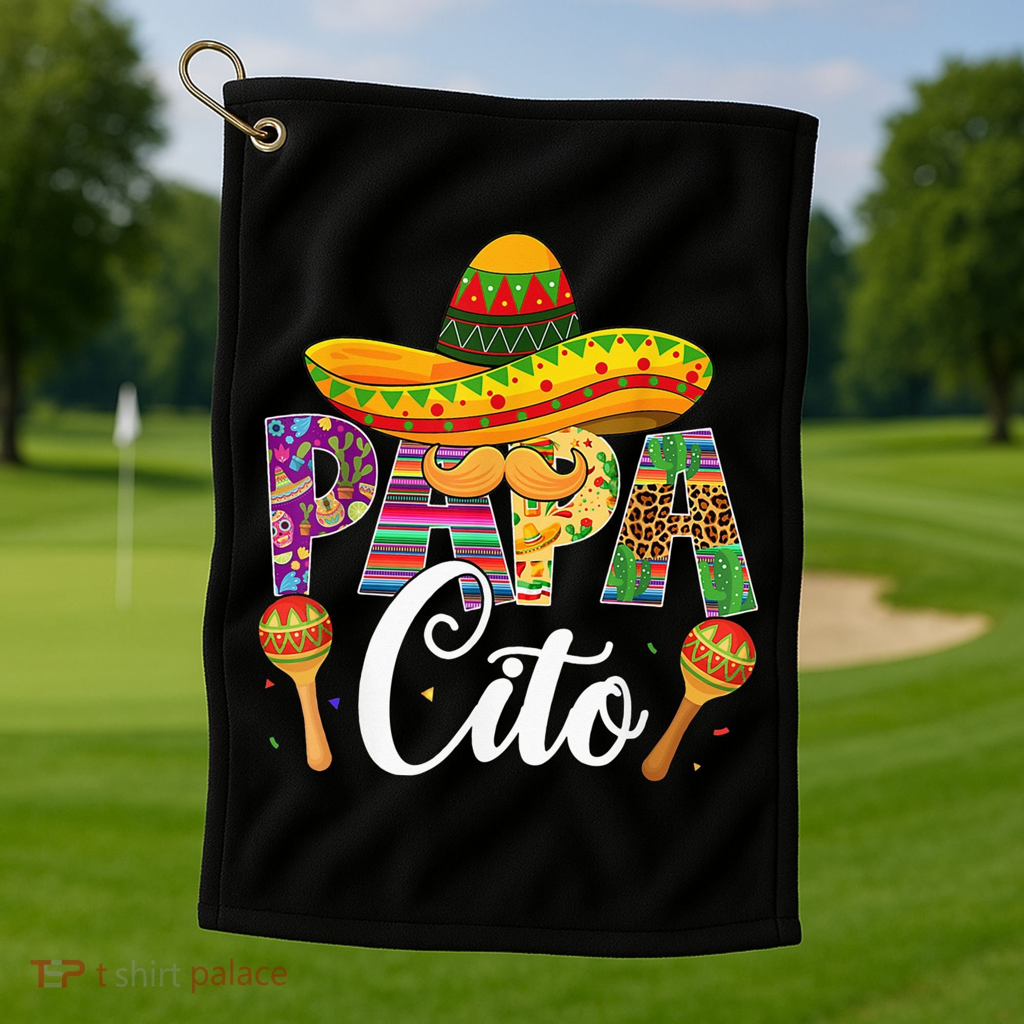 Funny Cinco De Mayo Papacito Festival Leopard Lover Classic Golf Towel