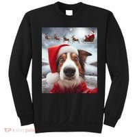 Funny Christmas Dog With Santa Dog Selfie With Santa Sweatshirt thumb 0