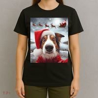 Funny Christmas Dog With Santa Dog Selfie With Santa T-Shirt thumb 4