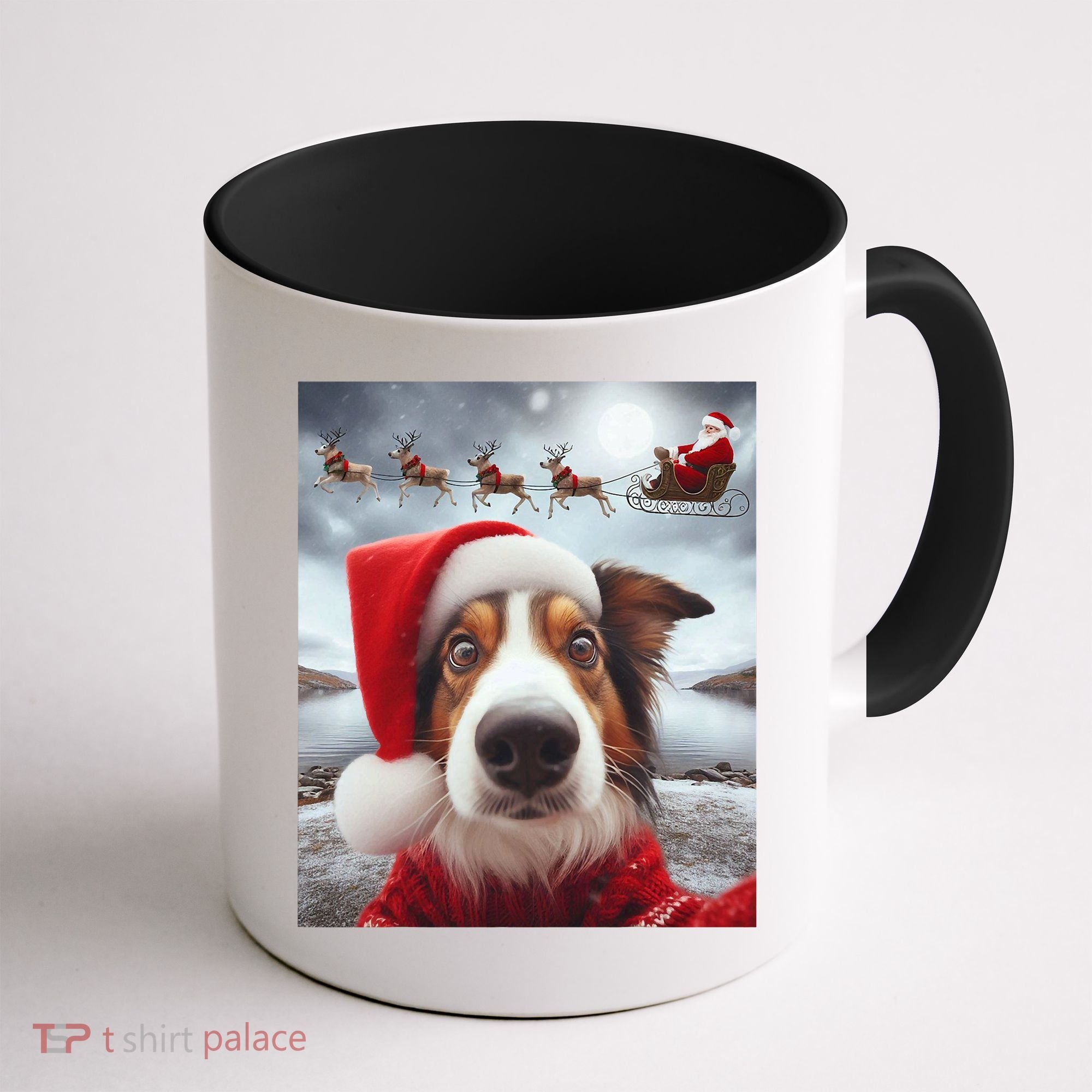 Funny Christmas Dog With Santa Dog Selfie With Santa Coffee Mug