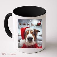 Funny Christmas Dog With Santa Dog Selfie With Santa Coffee Mug thumb 0
