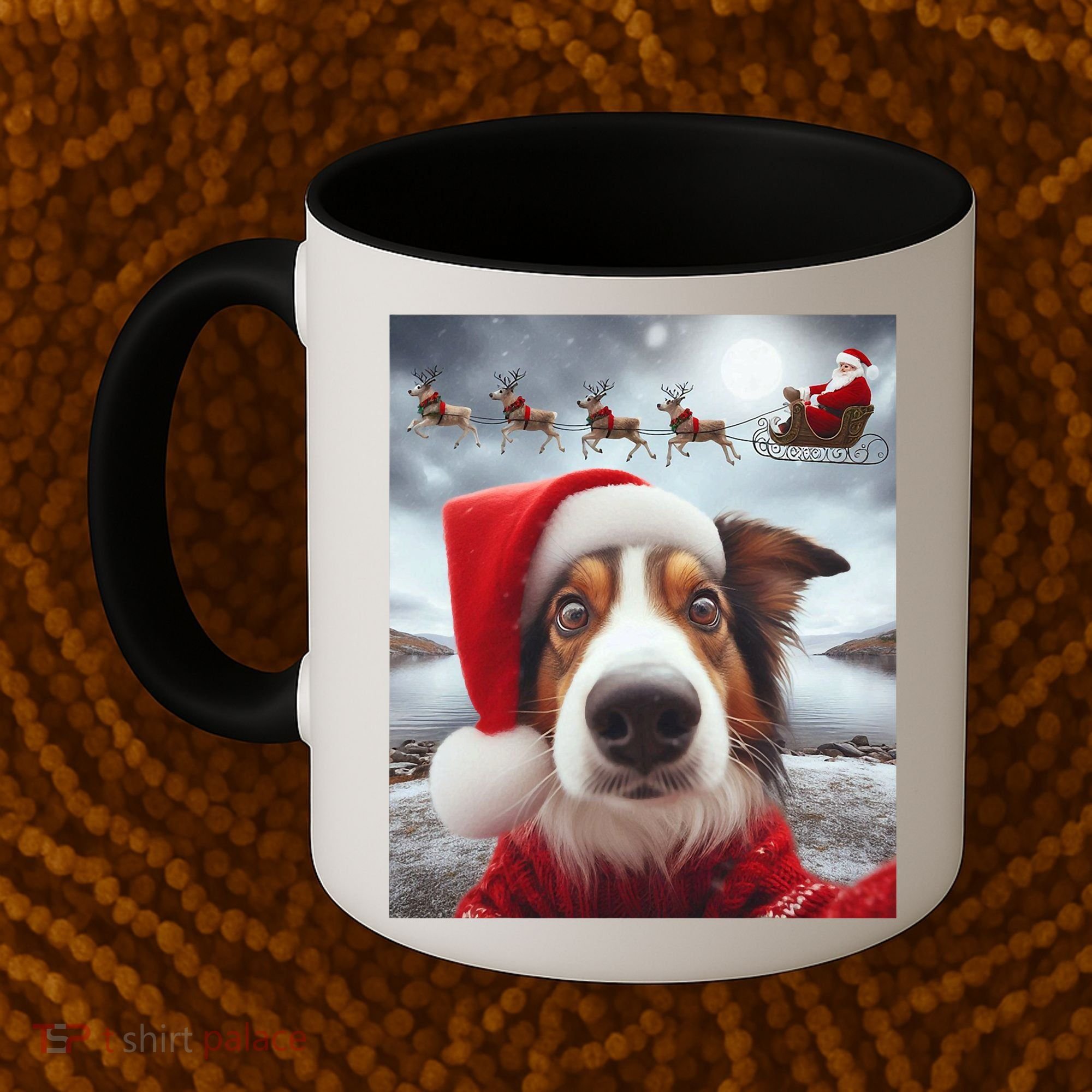 Funny Christmas Dog With Santa Dog Selfie With Santa Coffee Mug