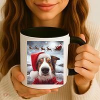 Funny Christmas Dog With Santa Dog Selfie With Santa Coffee Mug thumb 3