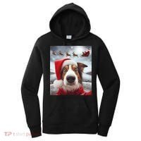 Funny Christmas Dog With Santa Dog Selfie With Santa Women's Hoodie thumb 0