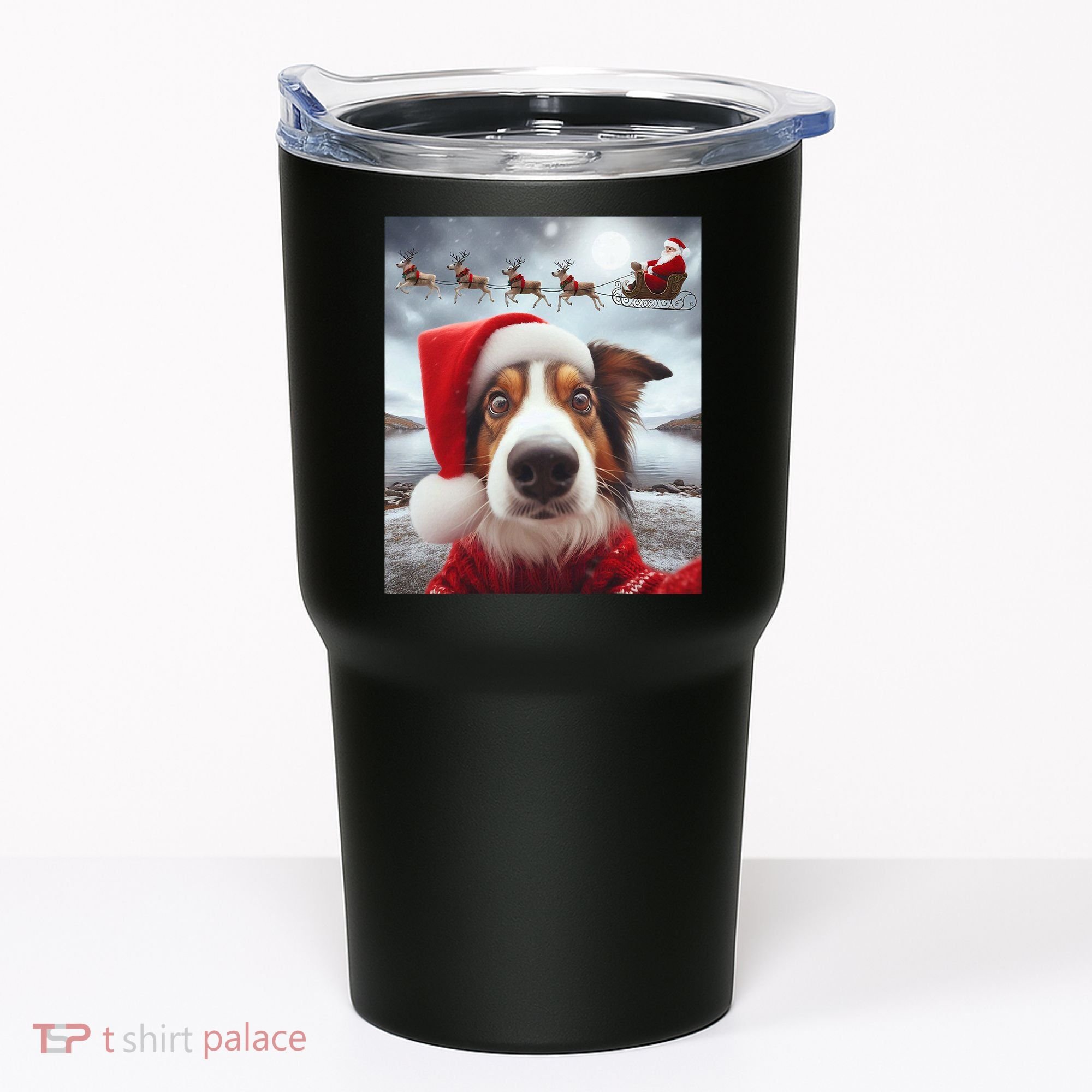 Funny Christmas Dog With Santa Dog Selfie With Santa Tumbler