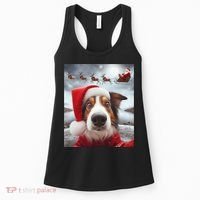 Funny Christmas Dog With Santa Dog Selfie With Santa Women's Tank Top thumb 0
