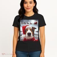 Funny Christmas Dog With Santa Dog Selfie With Santa Women's T-Shirt thumb 4