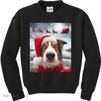 Funny Christmas Dog With Santa Dog Selfie With Santa Kids Sweatshirt thumb 0