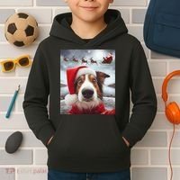 Funny Christmas Dog With Santa Dog Selfie With Santa Kids Hoodie thumb 2