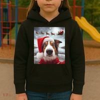 Funny Christmas Dog With Santa Dog Selfie With Santa Kids Hoodie thumb 3