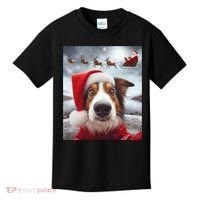 Funny Christmas Dog With Santa Dog Selfie With Santa Kids T-Shirt thumb 0
