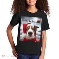 Funny Christmas Dog With Santa Dog Selfie With Santa Kids T-Shirt thumb 2