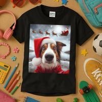 Funny Christmas Dog With Santa Dog Selfie With Santa Kids T-Shirt thumb 3