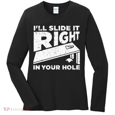 Funny Cornhole Design For Men Women Sack Toss Game Lovers Women's Long Sleeve Shirt