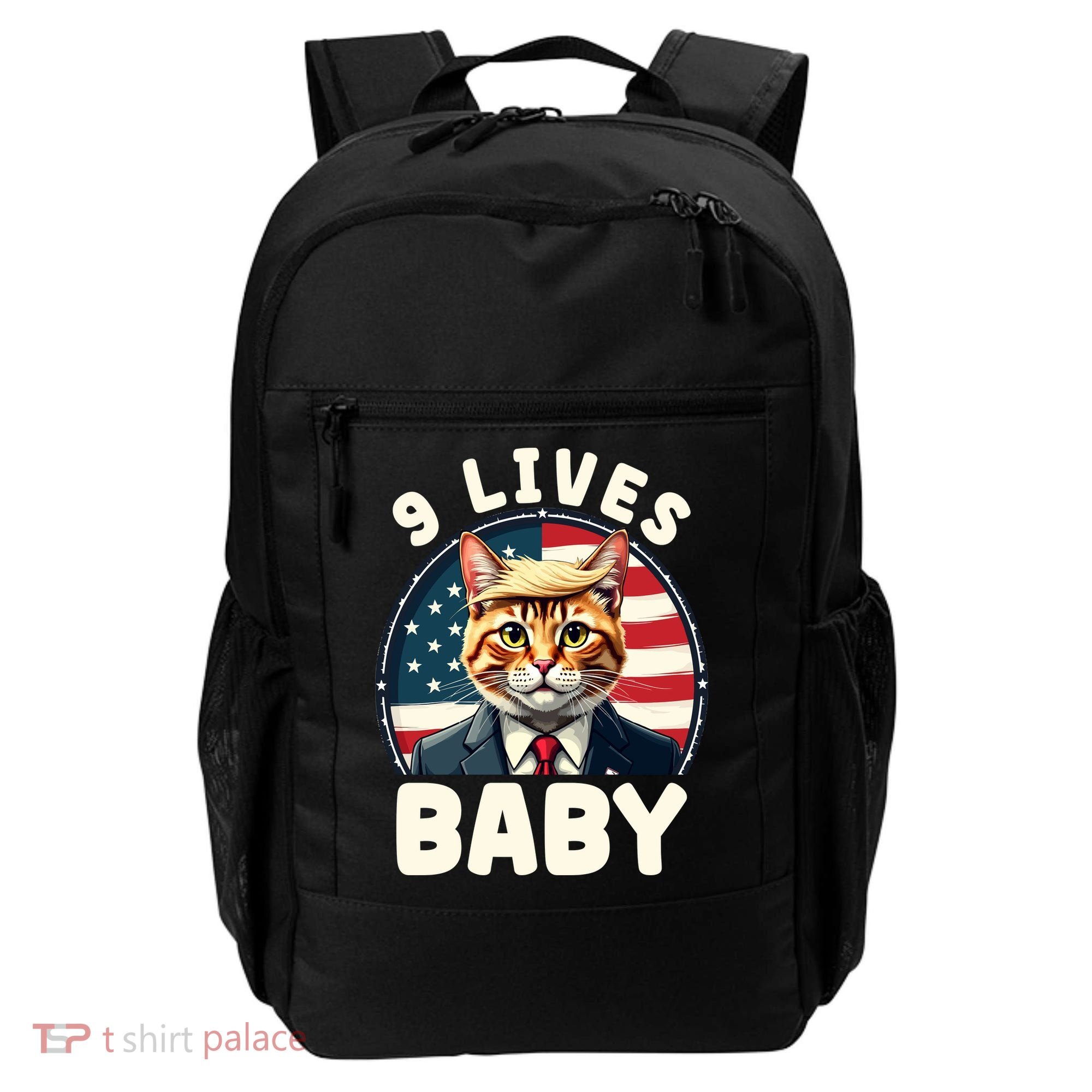 Funny Cat Donald Trump 9 Lives Baby Backpack