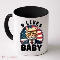 Funny Cat Donald Trump 9 Lives Baby Coffee Mug thumb 0