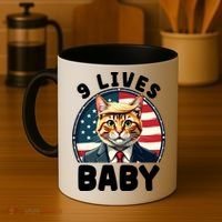Funny Cat Donald Trump 9 Lives Baby Coffee Mug thumb 4