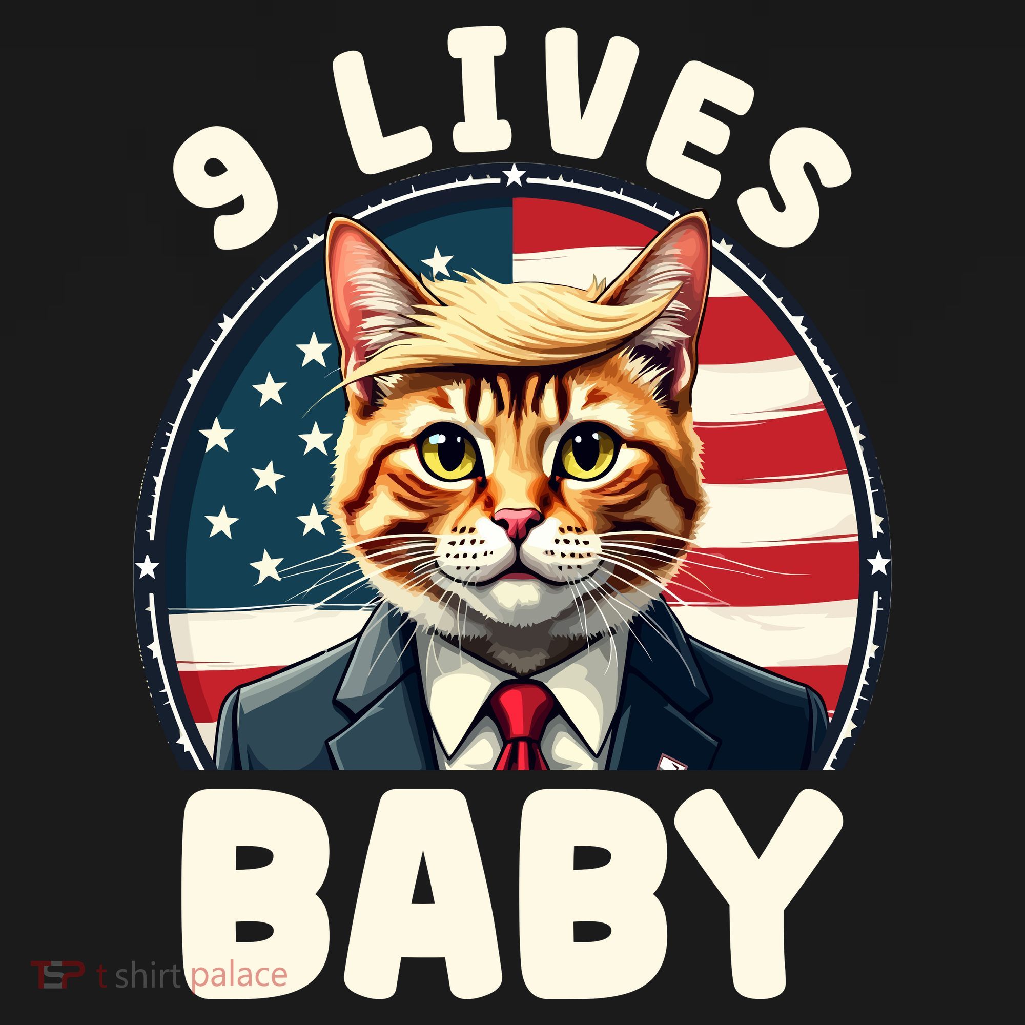 Funny Cat Donald Trump 9 Lives Baby Ornament
