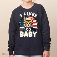 Funny Cat Donald Trump 9 Lives Baby Women's Sweatshirt thumb 0