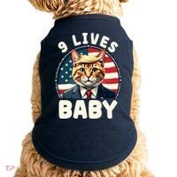 Funny Cat Donald Trump 9 Lives Baby Doggie Tank thumb 0