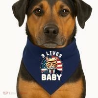 Funny Cat Donald Trump 9 Lives Baby USA-Made Doggie Bandana thumb 1