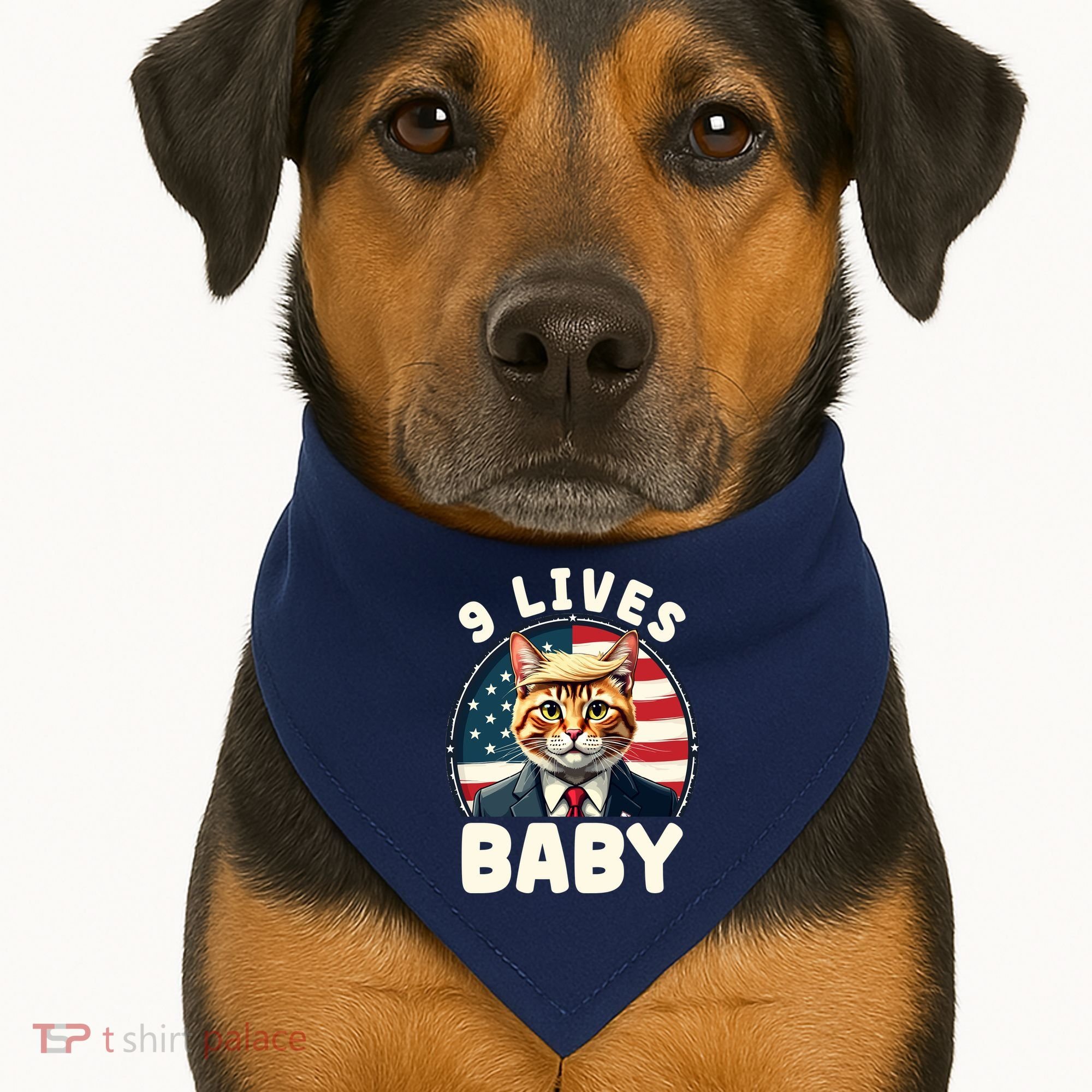Funny Cat Donald Trump 9 Lives Baby USA-Made Doggie Bandana