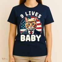Funny Cat Donald Trump 9 Lives Baby T-Shirt thumb 4