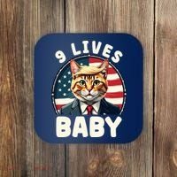 Funny Cat Donald Trump 9 Lives Baby Coaster thumb 0